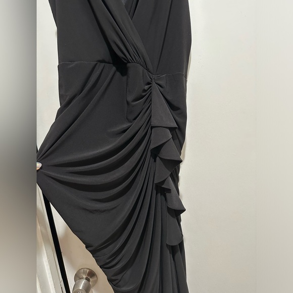 BA Nites Long Velvet Wrap Front Dress - Picture 3 of 8